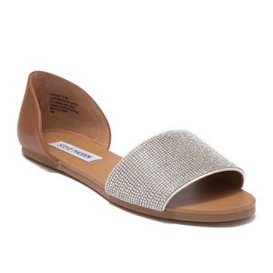 Steve Madden Sidestep Rhinestone/Brown Leather Sandal, 8.5